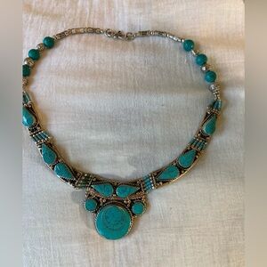 Artisan Crafted Agate Faux Turquoise Ethnic‎ Tribal Necklace